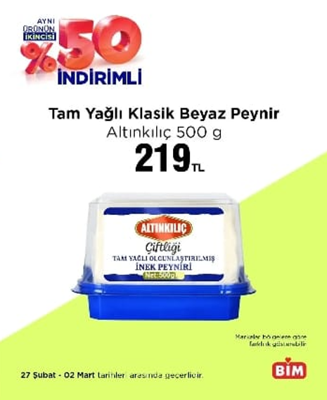Altınkılıç Tam Yağlı Klasik Beyaz Peynir 500 Gr